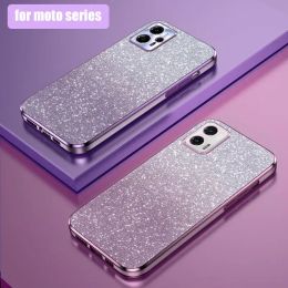 Luxury Gradient Glitter Plating Case For Motorola Moto G13 G23 G53 G73 G72 E32 E20 Power Silicone Back Cover