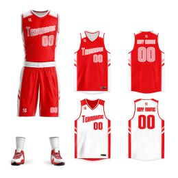 Custom Basketball Jerseys Reversible Sportwear Adult Playing Jersey Soft V-neck Uniform Outdoors Team Clothing For Men/Youth