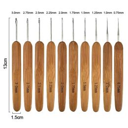 Bamboo Wooden Handle Crochet Hooks Ergonomic Weave Needles Craft DIY Sewing Tool 0.75/1.0/1.25/1.5/1.75/ 2.0/2.25/2.5/2.75/3.0mm