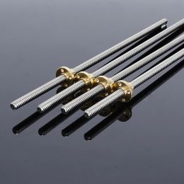 RAMPS T8 Lead Screw Trapezoidal Rod Pitch 2mm Lead 8mm 300mm 400mm 500mm Threaded Rods with Brass Nut for Reprap 3D Printer Part