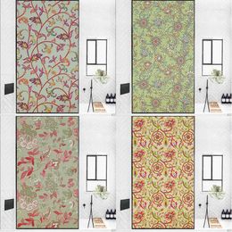 Window Stickers European Style 3D Floral Static Glass Film Stained Privacy Frosted Opaque Bathroom Electrostatic