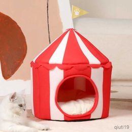 Cat Beds Furniture MPK Cat House With Detachable Roof Circus Tent Pet House Washable Cat Nest