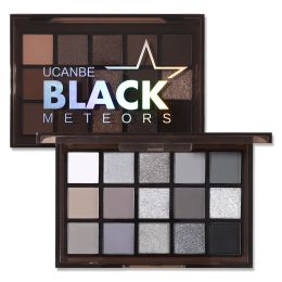 Shadow UCANBE Smokey Black Eyeshadow Palette, 15 Colors Dark Shimmer Matte Metallic Makeup Pallet, High Pigmented Gray Silver