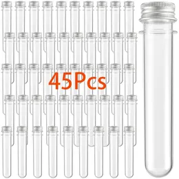 Storage Bottles 45Pcs Test Tubes 40 Ml 25x140mm Clear Plastic Gumball Candy Bath Salt Vials Christmas Birthday Gifts