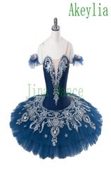 Doll Paquita Variation Peformance Classical Platter Stage Ballet Tutu Costume Navy Blue White Girls Professional Ballet Tutu Child1804186