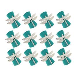 12 Pcs Dragonfly Napkin Rings, Zinc Alloy Napkin Buckle Silver Napkin Ring For Hotel Wedding Holiday Table Dinner Party Decorati