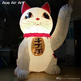 8mH (26ft) with blower Customized Logo/Text Portable Inflatable Beckoning Cat Pop Up Tricolor Cat with Personalized Logo for Advertising and Sale