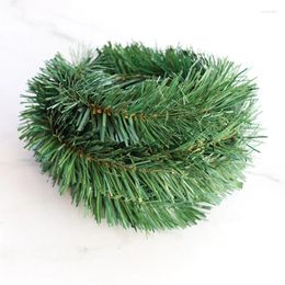 Decorative Flowers 5.2M Christmas Green Grass Wreath Pine Needle Straw Strips Ribbon Decoration Home Stairway Table Ornament Garland