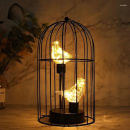 Candle Holders Creative Bird Cage Iron Hollow Table Lamp Warm Light Retro Candlestick