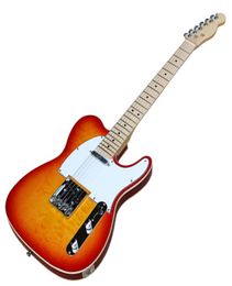 Cherry Sunburst Electric Guitar with White PickguardFlame Maple VeneerBinding BodyChrome Hardwaresoffer customized services3030690