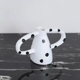 Vases Nordic Modern Minimalist Black And White Polka Dot Flower Vase With Decorative Tabletop Design