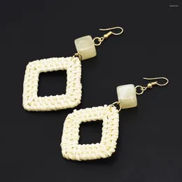 Dangle Earrings 1pair Fashion Handmade Rattan Knit Weave Square Drop For Women Wedding Party Alloy Jewellery Gifts