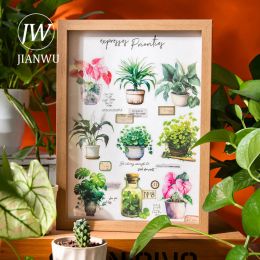 JIANWU 30 Sheets Tropical Rainforest Series Vintage Plant Material Decor PET Sticker Creative DIY Journal Collage Stationery