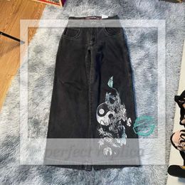 Jnco Jeans Men's Jeans Streetwear JNCO Y2k Hip Hop Cartoon Graphic Print Vintage Baggy Black Pants Men Women High Waist Wide Leg Trousers 430