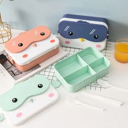 School Kids Bento Lunch Box Rectangular Leakproof Plastic Cartoon Anime Portable Microwave Food Container School Child Lunch Box