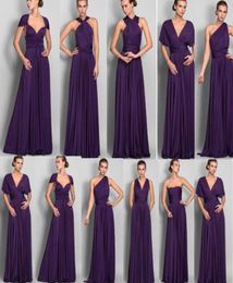 Cheap 2018 Long Bridesmaid Convertible Dresses ALine Floor Length Selling New Wedding DIY Convertible Neckline bridesmaid Dre768017728065