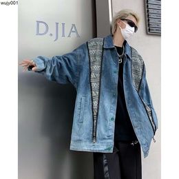 Trendy Collar Coat Mens Design Oversize Denim Jacket