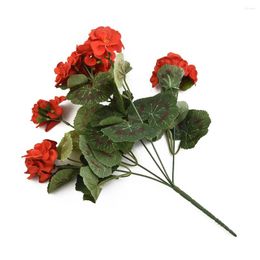 Decorative Flowers Beauty Artificial Garden Home Wedding Decoration Iron Wire Plastic Geranium Plant Red Silk Cloth