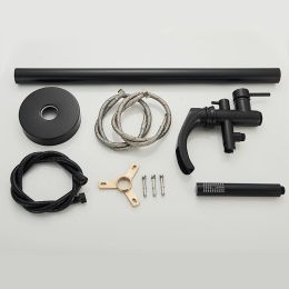 Matte Black Waterfall Floor Standing Faucet Bathroom Bathtub Shower Faucet Hot Cold Water Mixer Tap Bath Shower Mixers