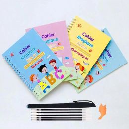 Copybook 4 French 3D Groove Children Magic Book Learning Calligraphy Copybook Letter Numbers Math Drawing Writing Exercise Books Notebook