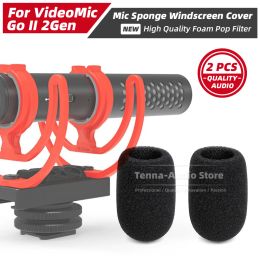 Accessories 2PCS Windshield Pop Philtre Mic Foam For RODE VIDEOMIC GO II 2Gen 2nd Windproof Microphone Windscreen Sponge Wind Noise Shield