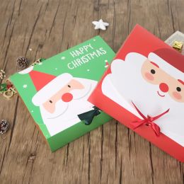 10pcs Christmas Favour Candy Box Square Santa Claus Gift Box Party Chocolate Biscuit Packaging Box Happy News Party Supplies