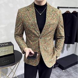 Men's Suits High-end Quality Suit Coat Men Print Trend Light Luxury Thick Personality Single West Fashion Clothing
