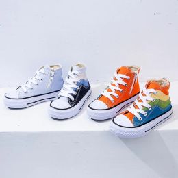 Sneakers Children Casual Shoes Unisex 2022 Classic High Top Girls Canvas Shoes Student Lace up Sneakers for Boys New Toddler Shoes E12204