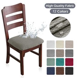 Chair Covers Waterproof Cushion Cover For Dining Room Jacquard Elastic Seat Washable Banquet Home