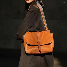 Shoulder Bags Women's Fashion High-quality Genuine Leather Concise Messenger Bag OL Business Handbag ShoulderBag CrossbodyBag Office Daily