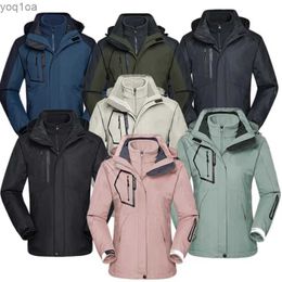 Men's Jackets Ski jacket 3-in-1 mens winter warm skiing hooded jacket windproof and waterproof outdoor hiking and climbing jacketL2404