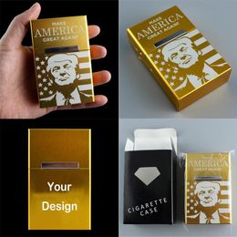 Custom Design Trump Presidential Election Vote Compete Laser Reusable Fashional Magnet Aluminium Alloy Cigarette Box Case DHL 8304253