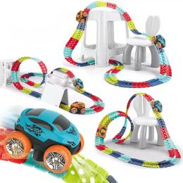 Flexible Railway Car Toys Changeable Track with LED Light Race Car DIY Assembled Racing Track Set Creative Toy For Kids Children