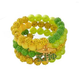 Bangle Green Yellow Sorority Social Group Sign XHO Letters Chi Eta Phi Bangles Bracelets Women Jewellery