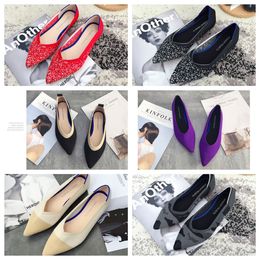 2024 Top Luxury Flat bottomed pointed ballet black white soft soled knitted maternity women boat shoe casual and comfortable size 35-41