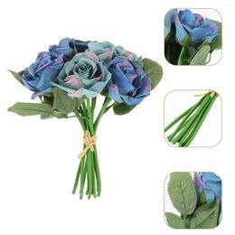 Decorative Flowers Bouquet Artificial Rose Bride Bathroom Decorations Silk Flower Realistic Faux