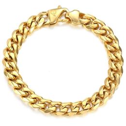 Davieslee 11mm Male Bracelet Cuban Curb Link Chain 316L Stainless Steel Bracelet for Men Boys Gold Silver Colour 8 9 inch DHB514251O