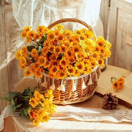 Decorative Flowers Autumn Artificial Flower Silk Gerbera Daisy Fake Bouquet For Wedding Decoration Table Centrepieces DIY Home Decor