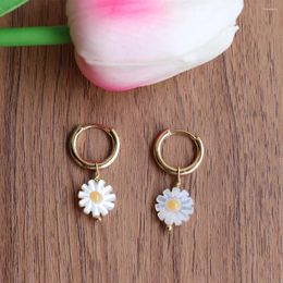 Dangle Earrings (1 Pair)Promoting 10mm Daisy Flower With 925 Silver Gold Plated For Women Wedding Jewelry Brincos