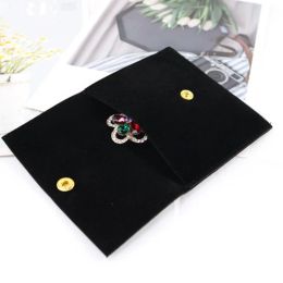 Black Velvet Envelope Bags 10x8cm Custom Logo Flip Flannel Gift Sack Earring Ring Bangle Jewelry Suede Pouches