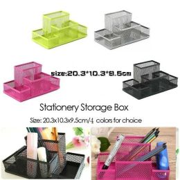 Multifuncional Desk Metal Mesh Pen Holder Organiser Office Supplies School Stationery Storage Case Stand Desktop Accessories