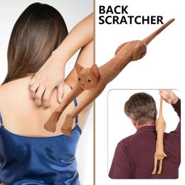Cat-shaped Back Scratcher With Long Handle Wooden Back Massage Tool Fun Scratching Stick Gift For Family Roommates Friends