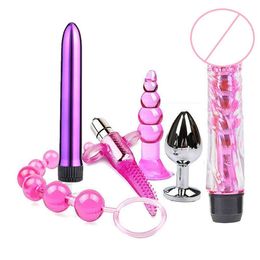 6pcs/set Bullet Anal Plug Silicone Backyard Vibrating Massage Stick Adult Erotic G-spot Orgasm For Men Women Couple sexy Toys