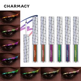 Charmacy Duochrome Eyeliner płyn Waterproof Długie staż oko Ultra-Fine Eyeliner High Pigment Glitter Eyup 240325