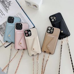 Crossbody Wallet Phone Case for IPhone 15 14 13 12 11 Pro Max XR XS X 8 7 SE 2 3 Card Holder Lanyard Chain Strap Cord Bag Cover