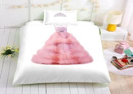 Princess Dress Printed Bedding Set Queen Size Lovely Creative 3D Duvet Cover King Home Dec Double Single Bed Set With Pillowcase 37432445