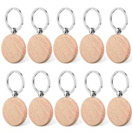 12pcs Round Wood Keychains Blanks Wooden Keyrings Suitable for Laser Engraving Gift