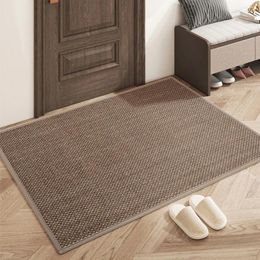 Carpets NIM Linen Weave Kitchen Floor Mat Anti-slip Washed Rug Rubber Bottom Natural Twill Flax Entry Door Long Carpet Oil-resistant