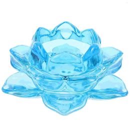 Candle Holders Ornaments Lotus Flower Holder Glass Decor Decorative Candleholder Table Top Butter Lamp Base Candlestick