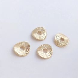 14K Gold-filled Lotus Leaf Spacer, Curved Brushed Wood Grain Flower Holder Gasket, DIY Jewelry, Bracelet, Beaded Accessories